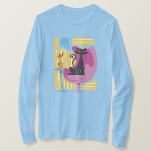 Women's Black Cat Abstract Long Sleeve  T-shirt (Design voorkant)