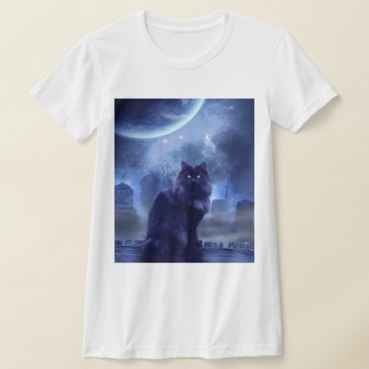 Women's Black cat and moon t-shirt (Laagn)