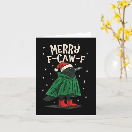 Womens Black Crow F-caw-f Funny Christmas Santa Ha Kaart (Gele Bloem)