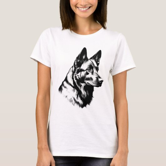 Women's Black German Shepherd Dog Tee T-shirt (Voorkant)