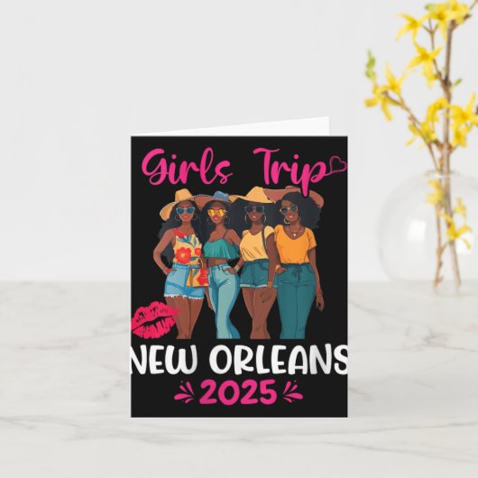 Womens Black Girls Trip New Orleans 2025 Vacation Kaart (Gele Bloem)
