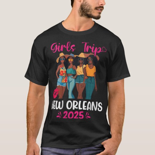Womens Black Girls Trip New Orleans 2025 Vacation  T-shirt (Voorkant)
