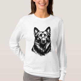 Women's Black GSD Long Sleeve White Tee T-shirt