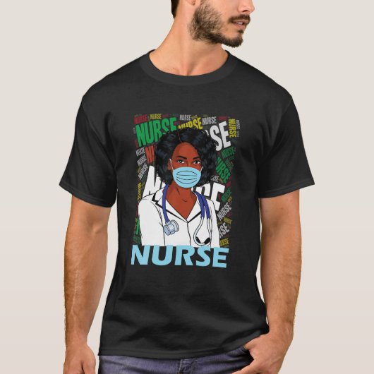 Womens Black Nurse Uniform Face Mask T-shirt (Voorkant)