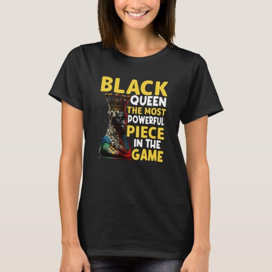 Womens Black Queen Most Powerful Chess African Ame T-shirt (Voorkant)