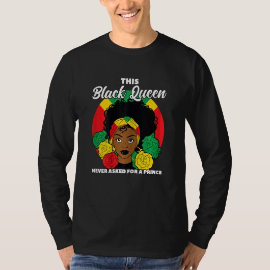 Womens Black Queen never asked for a prince Black T-shirt (Voorkant)