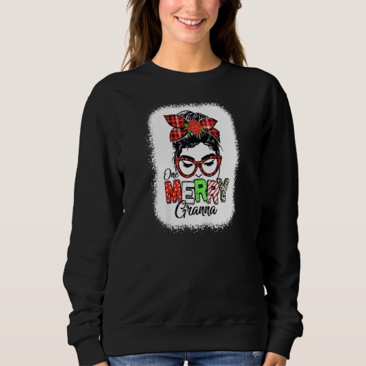 Womens Bleached Red Plaid One Merry Granna Messy B Trui (Voorkant)