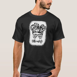 Womens Bleken mama Life Soccer Sport Messy Bun H T-shirt