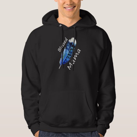 Womens Blessed Mama Graphic Letter Feather Hoodie (Voorkant)