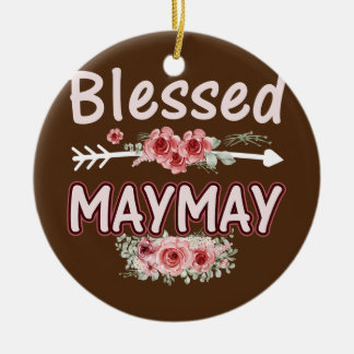 Womens Blessed Maymay Floral Ma Grandma Xmas Keramisch Ornament