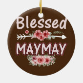 Womens Blessed Maymay Floral Ma Grandma Xmas Keramisch Ornament (Achterkant)