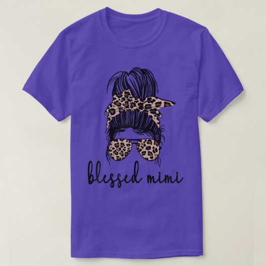 Womens Blessed Mimi Grandma Messy Bun Mimi Grandmo T-shirt (Design voorkant)