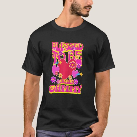 Womens Blessed To Be Called Gammy Heart Groovy Flo T-shirt (Voorkant)