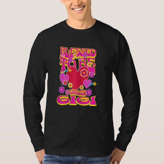Womens Blessed To Be Called Gigi Heart Groovy Flow T-shirt (Voorkant)