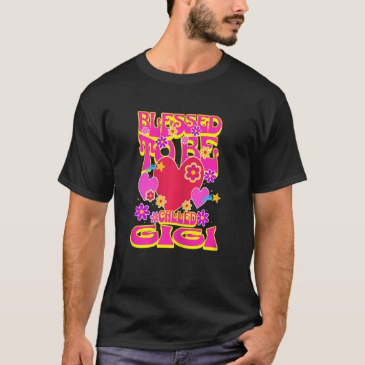 Womens Blessed To Be Called Gigi Heart Groovy Flow T-shirt (Voorkant)