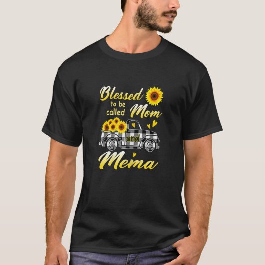 Womens Blessed To Be Called Mom And Mema Sunflower T-shirt (Voorkant)