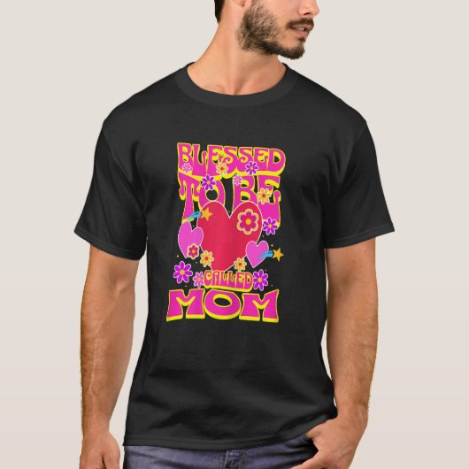 Womens Blessed To Be Called Mom Heart Groovy Flowe T-shirt (Voorkant)
