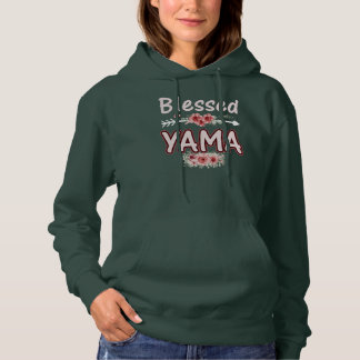 Womens Blessed Yama Floral mam Grandma Xmas Hoodie