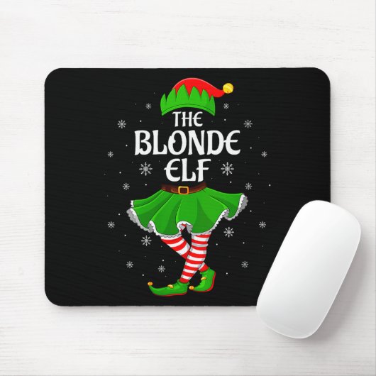 Womens Blonde Elf Christmas Family Girls Women Elf Muismat (Met muis)