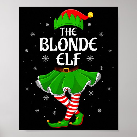 Womens Blonde Elf Christmas Family Girls Women Elf Poster (Voorkant)