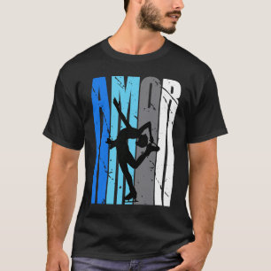 Womens Blue Amor Ice Skating Season Fan Girl Colle T-shirt