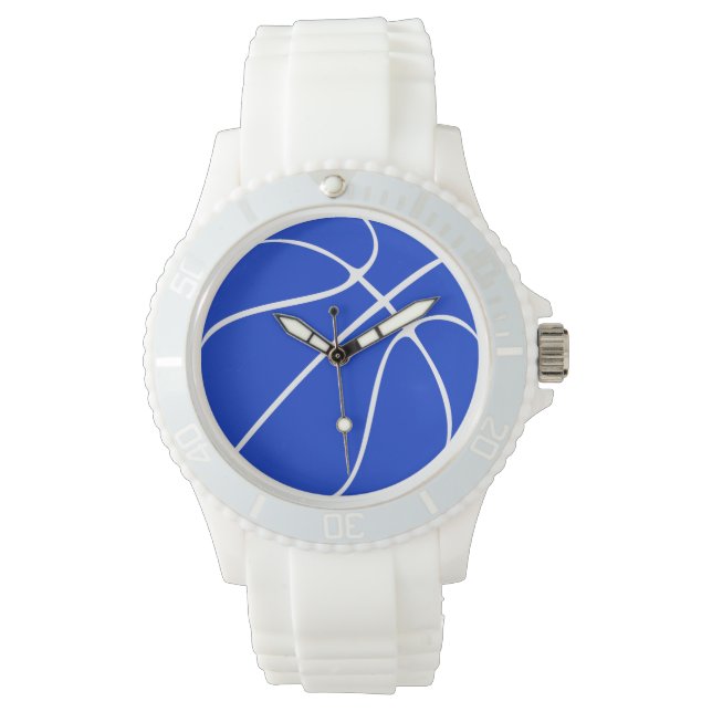 Women's Blue Basketball Wrist Watch Horloge (Voorkant)