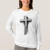 Women's Bold Christian Cross Long Sleeve Tee T-shirt (Voorkant)