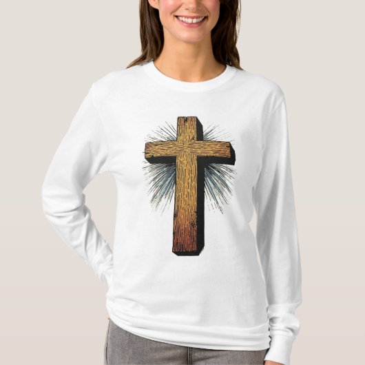 Women's Bold Christian Cross Long Sleeve Tee T-shirt (Voorkant)