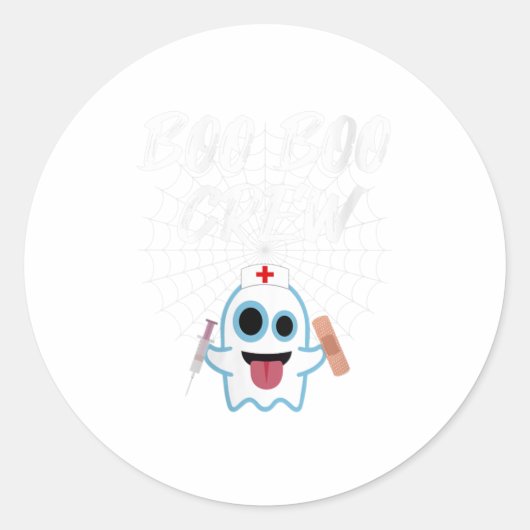 Womens Boo Boo Crew Funny Nurse Halloween Ho Ronde Sticker (Voorkant)