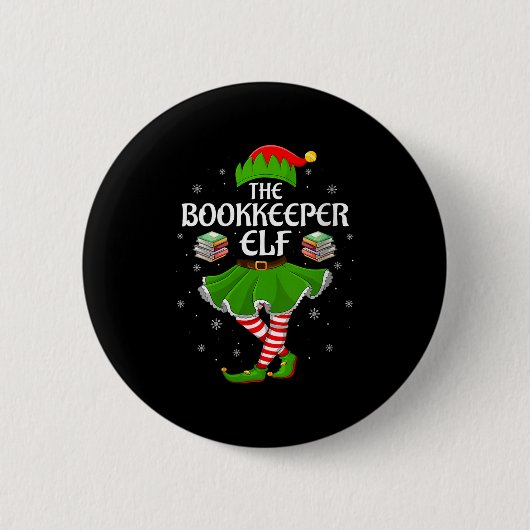 Womens Bookkeeper Elf Christmas Family Girls Women Ronde Button 5,7 Cm (Voorkant)