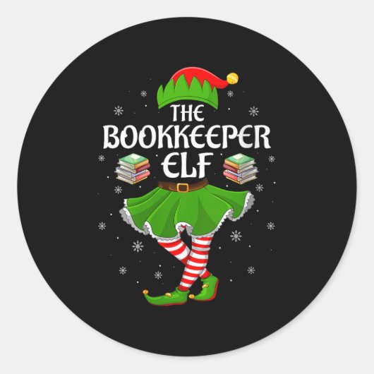 Womens Bookkeeper Elf Christmas Family Girls Women Ronde Sticker (Voorkant)