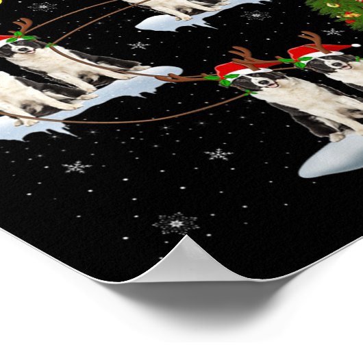 Womens Border Collie Dog Santa Sleigh Flying Funny Poster (Hoek)