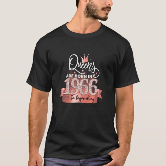 Womens Born In 1966 I Elegant Black Rose Party Out T-shirt (Voorkant)