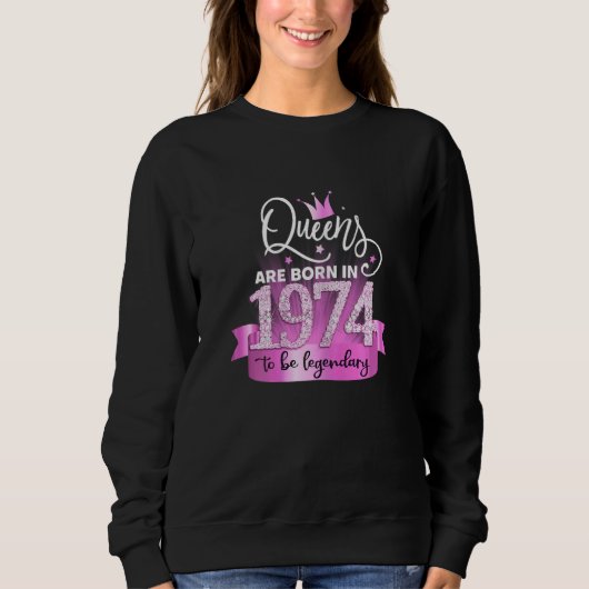 Womens Born In 1974 I Elegant Pink Black Party Out Trui (Voorkant)