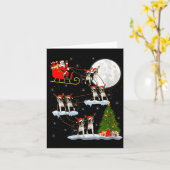 Womens Boston Terrier Dog Santa Sleigh Flying Funn Kaart (Gele Bloem)