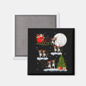 Womens Boston Terrier Dog Santa Sleigh Flying Funn Magneet (Voorkant / Achterkant)