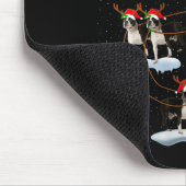 Womens Boston Terrier Dog Santa Sleigh Flying Funn Muismat (Hoek)