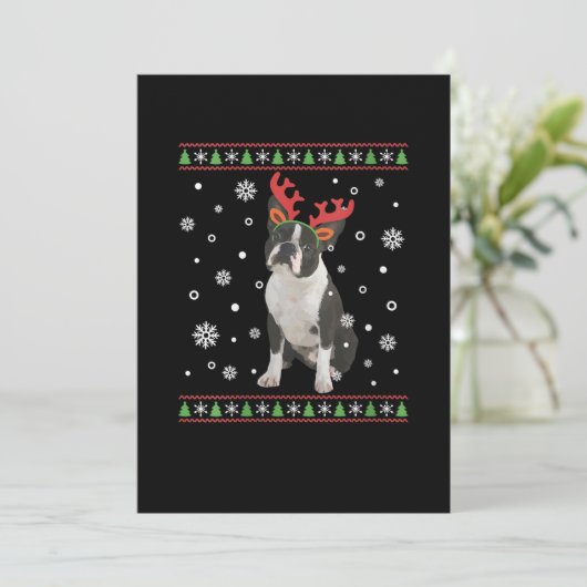 Womens Boston Terrier Xmas Ugly Christmas Sweater Aankondiging (Staand voorkant)