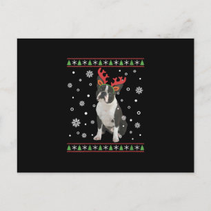 Womens Boston Terrier Xmas Ugly Christmas Sweater Briefkaart