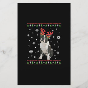 Womens Boston Terrier Xmas Ugly Christmas Sweater Briefpapier