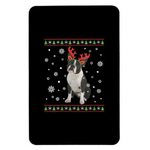 Womens Boston Terrier Xmas Ugly Christmas Sweater Magneet