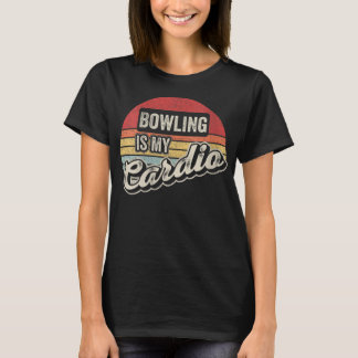 Womens Bowling Is My Cardio Vintage Retro Funny Bo T-shirt
