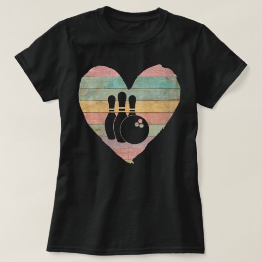 Womens Bowling  Retro Heart Bowling Gift Va T-shirt (Design voorkant)