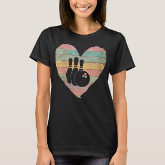 Womens Bowling  Retro Heart Bowling Gift Va T-shirt
