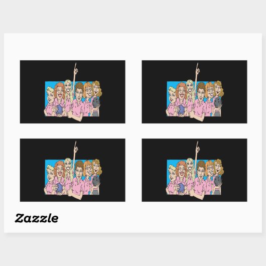 Womens Bowling Team Rechthoekige Sticker (Vel)