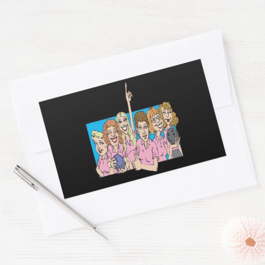 Womens Bowling Team Rechthoekige Sticker (Envelop)