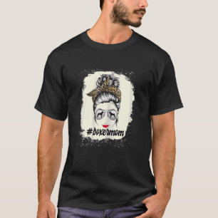 Womens Boxer Dog Mam Bleaching Messy Bun Leopard W T-shirt