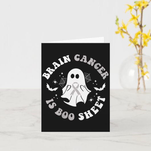 Womens Brain Cancer Is Boo Sheet Ghost Ribbon Awar Kaart (Gele Bloem)