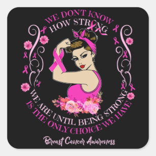 Womens Breast Cancer Awareness Ribbon T-Shirt177 Vierkante Sticker