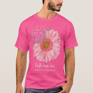 Womens Breast Cancer Bewustheid Zonnebloem Hippie T-shirt